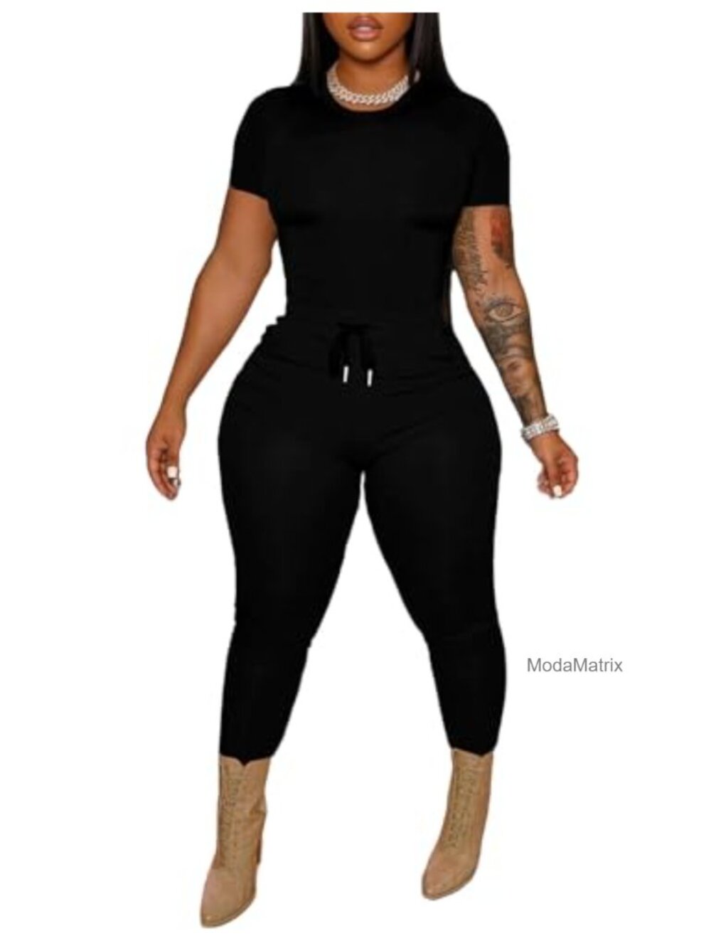 2 Piece Crop Top Biker Pants Track Suit Set